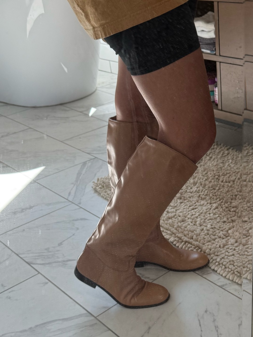Corso Como Tall Leather Riding Boots in Tan